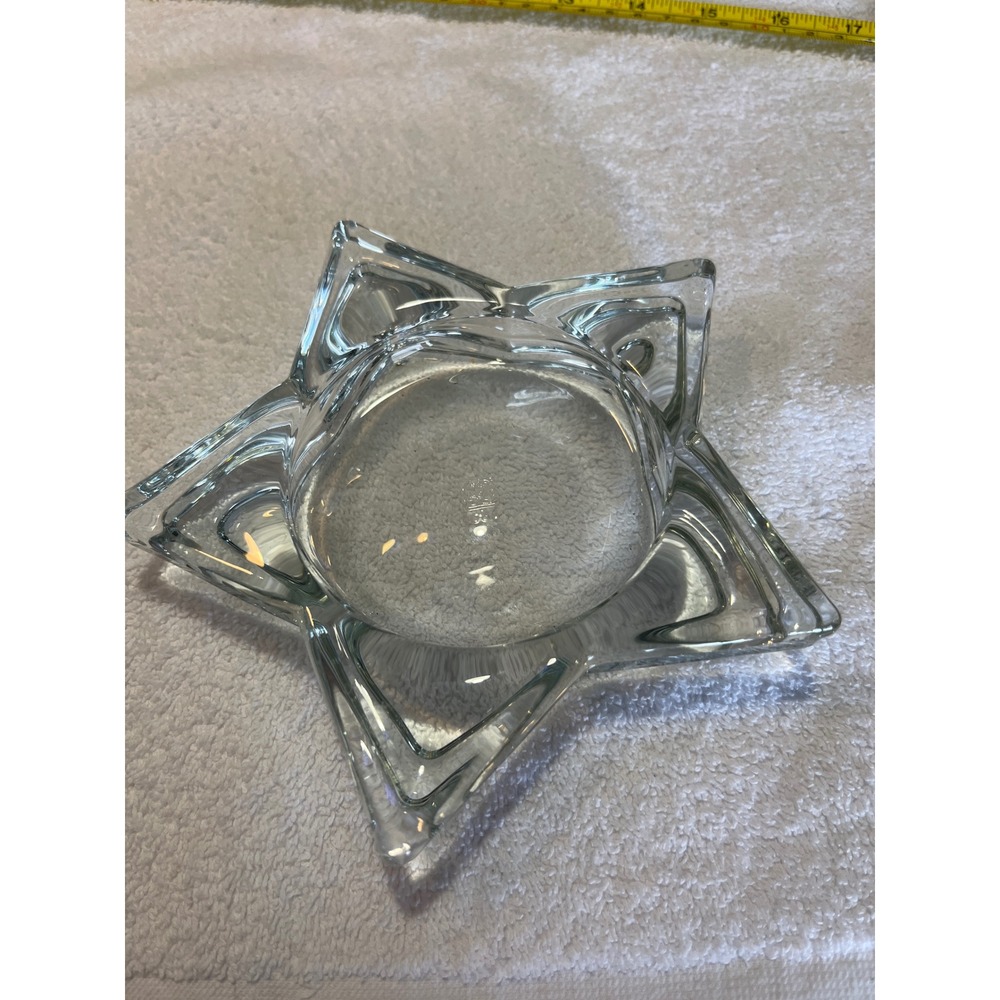 Vintage Clear Glass Star Candle Holder Set of 2 Votive Tea Light Celestial Decor